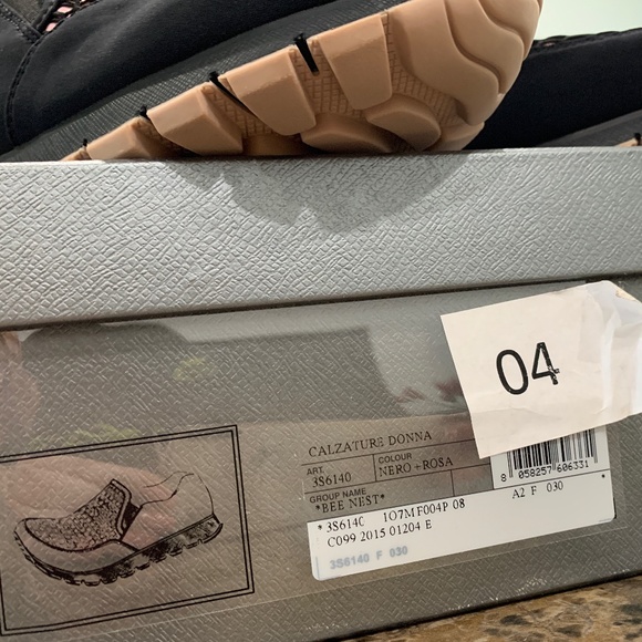 PRADA Women's Black/Pink Neoprene Honeycomb Sneake - Picture 9 of 11